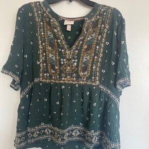 Knox Rose Flowy Green Top